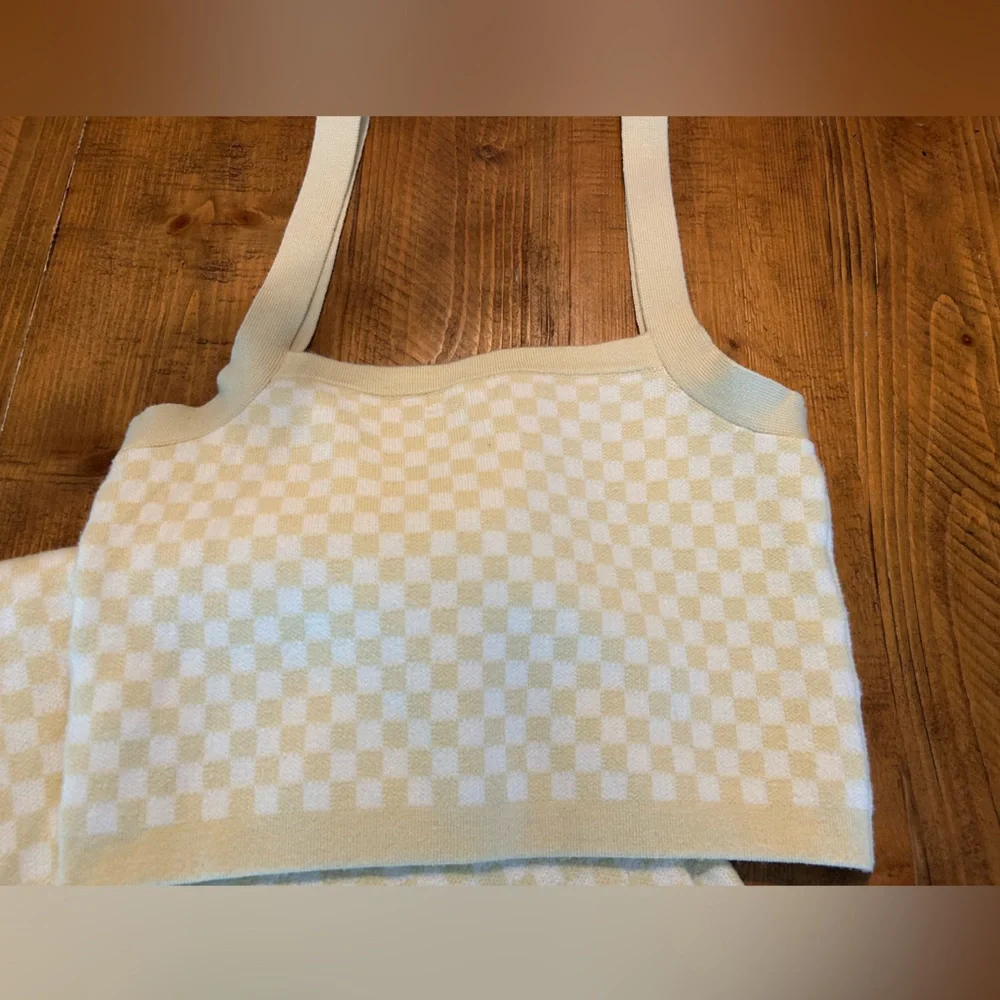 Rylee + Cru Checker Set in Yellow. Bottoms size XS and Top size S - Picture 4 of 13